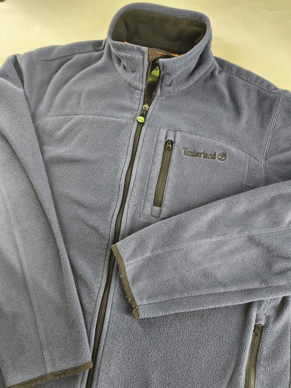 Timberland Men's Fleece Full Zip Mock Neck Blue Logo Size L